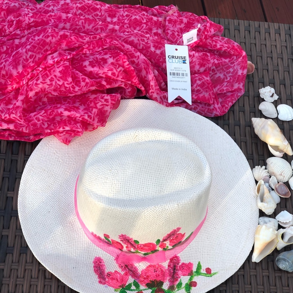 Swimsuit cover up &hand painted hat - Picture 5 of 7